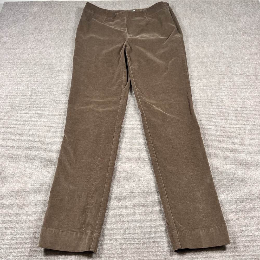 J.Jill Women 8 Tall Corduroy Pants ChocolateBrown Stretch Side Zip Straight Leg
